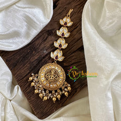Premium AD Stone Lakshmi Maang Tikka -Gold Bead and Pearl-G10511