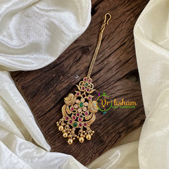 Premium AD Stone Maang Tikka -Gold Bead-G10513