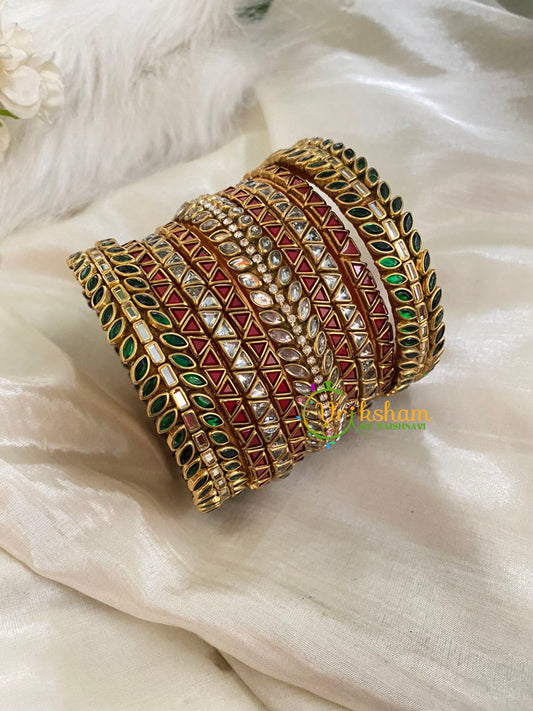 Silk Thread Kundan Bridal Bangle-Green Maroon -G4775