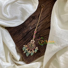 Premium AD Stone Maang Tikka -Green Bead-G10516
