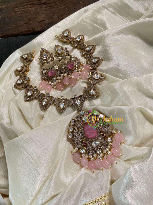 Pastel Pink Victorian Diamond Short Neckpiece -VV547