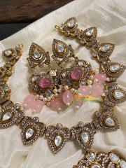 Pastel Pink Victorian Diamond Short Neckpiece -VV547