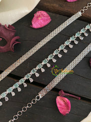 American Diamond Hip Chain- Bridal Hipbelt-Pastel Green-G3860