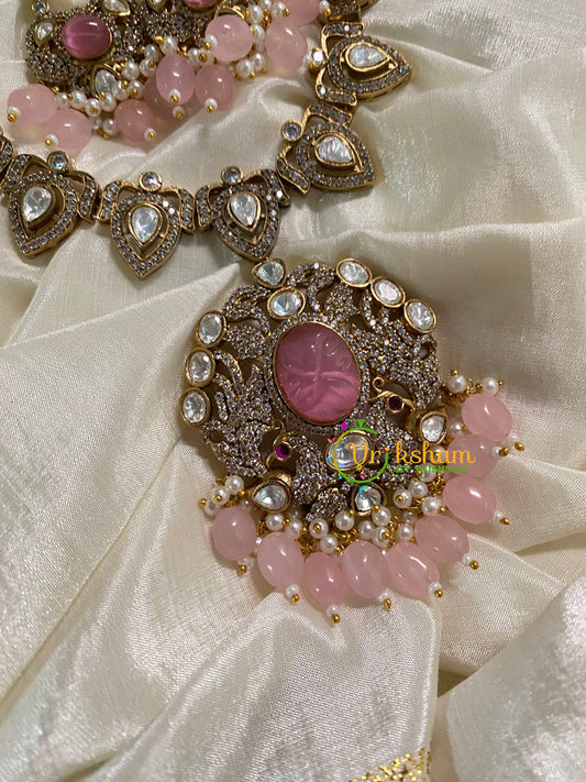 Pastel Pink Victorian Diamond Short Neckpiece -VV547