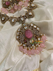 Pastel Pink Victorian Diamond Short Neckpiece -VV547