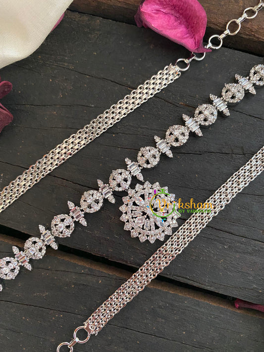 White Tone American Diamond Hip Chain- Bridal Hipbelt-G3865