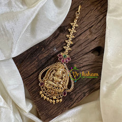 Premium AD Stone Lakshmi Maang Tikka -Gold Bead-G10547