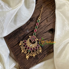 Premium AD Stone Maang Tikka -Gold Bead-G10534