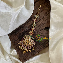 Premium AD Stone Lakshmi Maang Tikka -Gold Bead-G10546