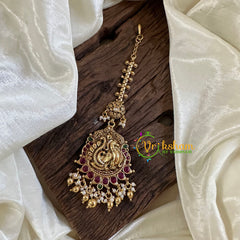 Premium AD Stone Maang Tikka -Peacock-Pearl-G10530