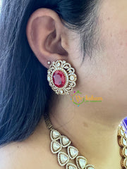 Red Victorian Diamond Short Neckpiece-VV227