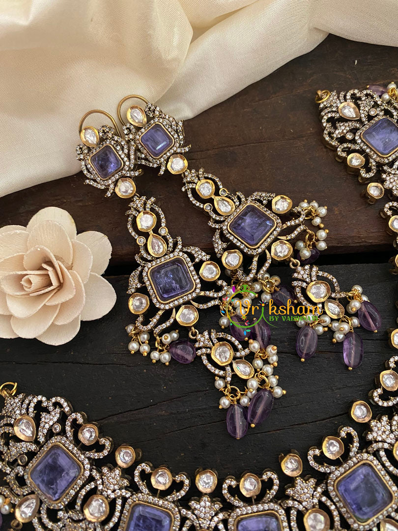 Purple Victorian Diamond Short Neckpeice -VV243