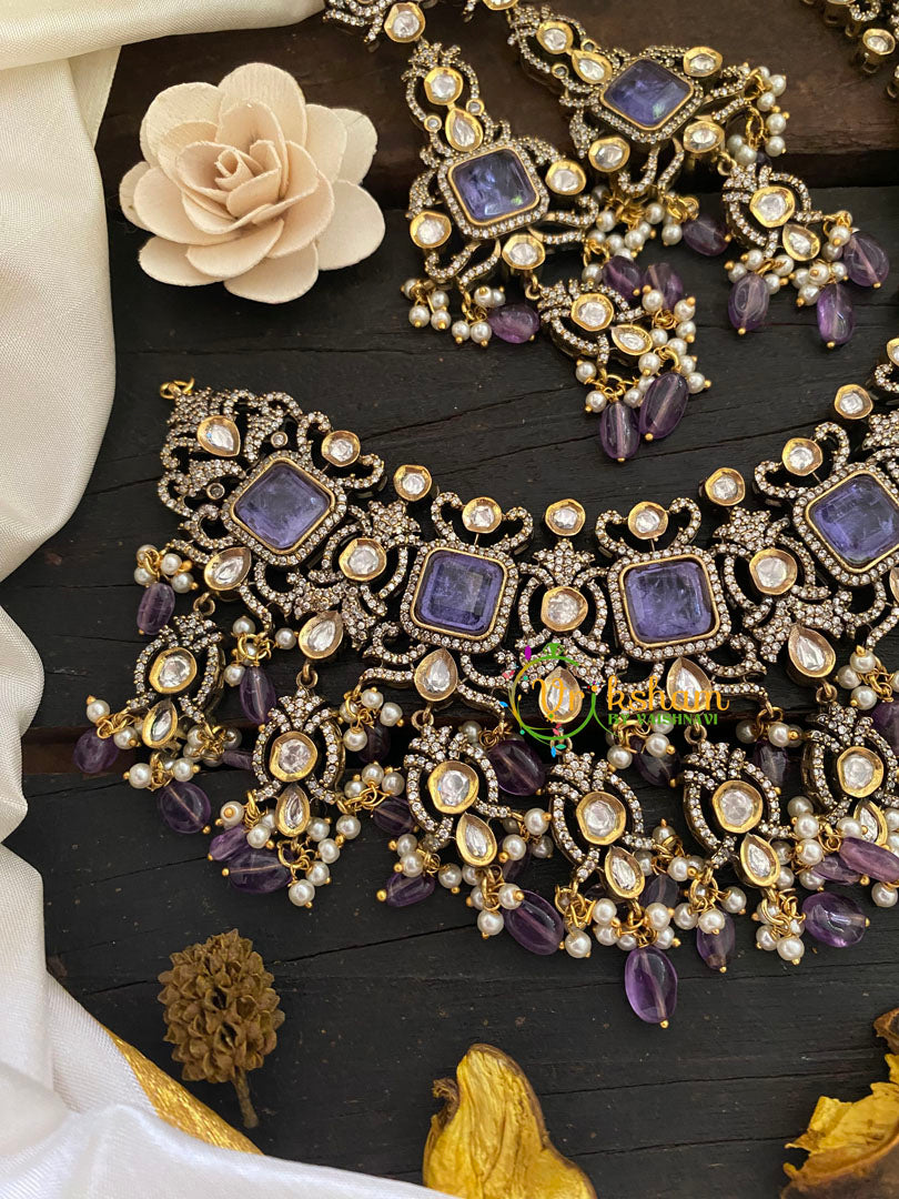 Purple Victorian Diamond Short Neckpeice -VV243