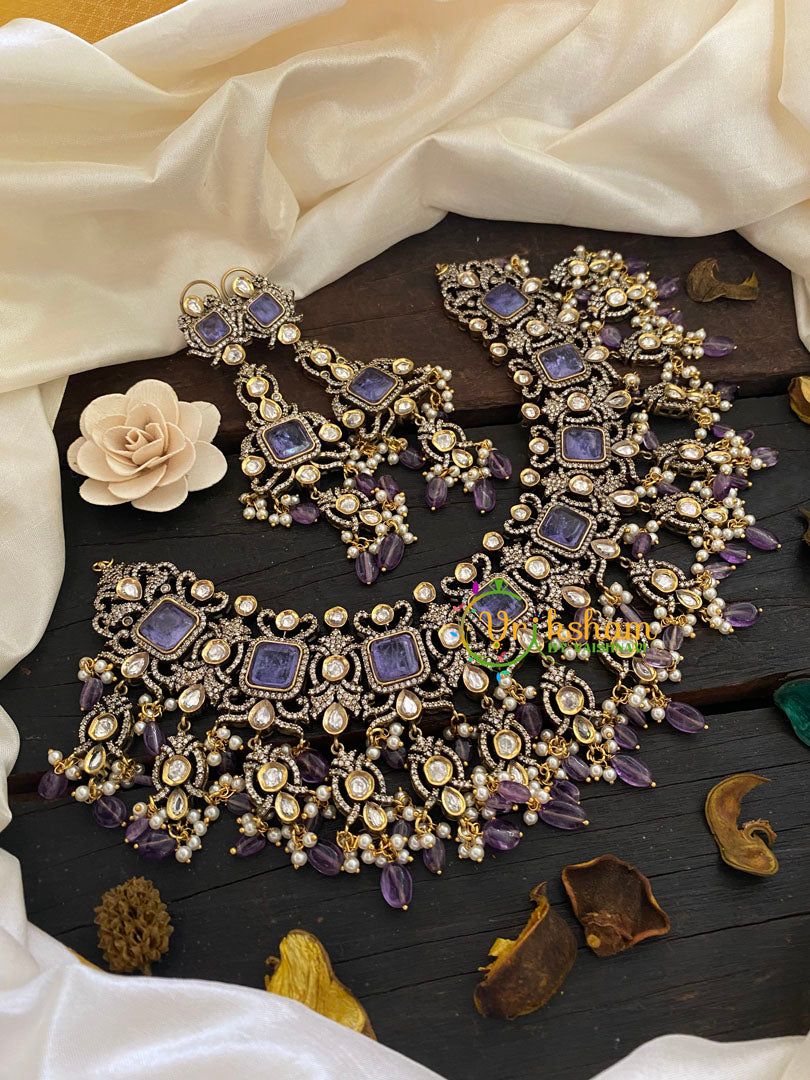 Purple Victorian Diamond Short Neckpeice -VV243