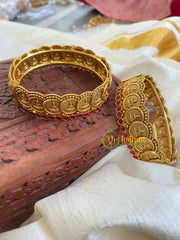 Lakshmi Coin Temple Bangles-Screw Type-Red-G5983