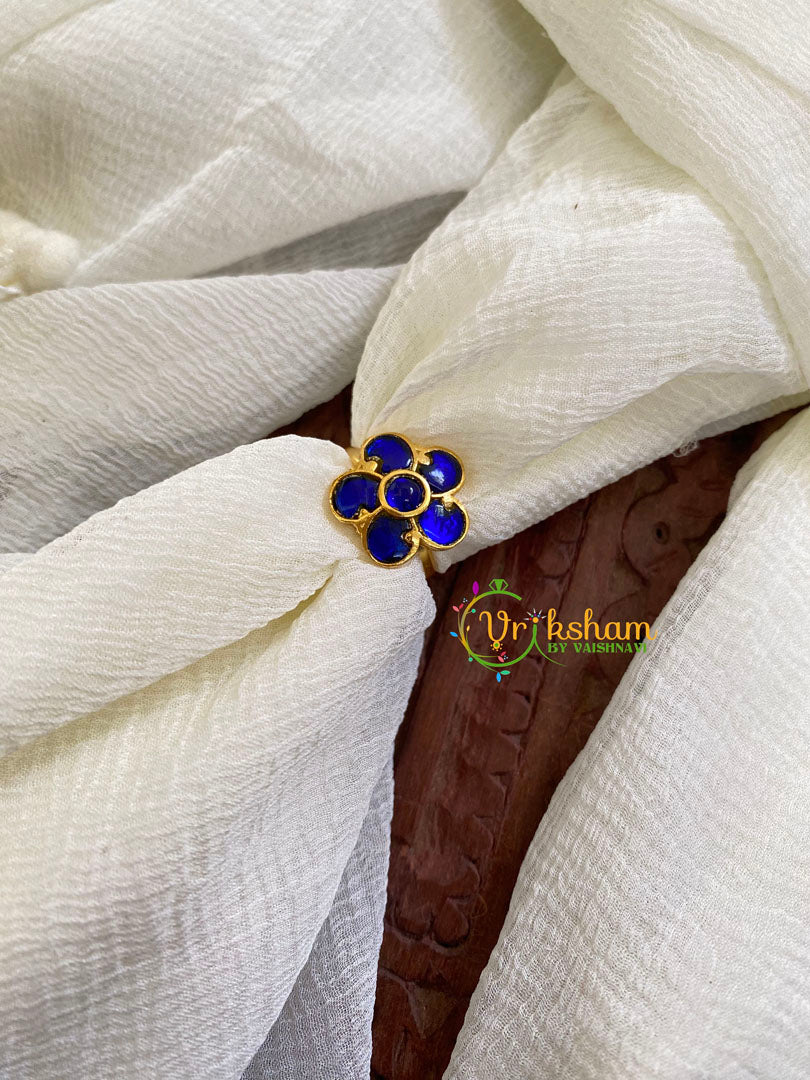 Precious Jadau Kundan Finger Ring-Blue Floral-J1507