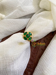 Precious Jadau Kundan Finger Ring-Green-Fan Floral-J1516