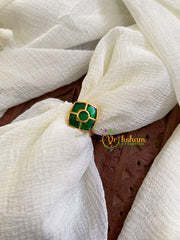 Precious Jadau Kundan Finger Ring-Green-Geometric-J1513