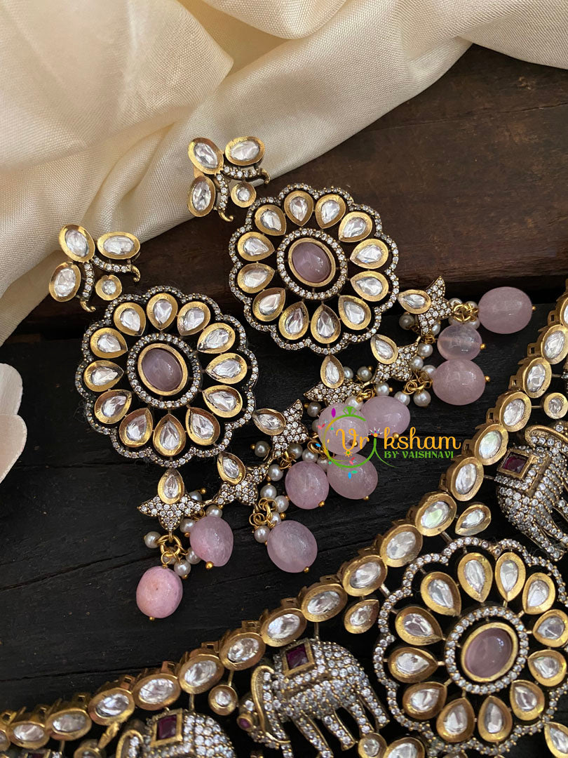 Pastel Pink Victorian Diamond High Neck Choker-VV263