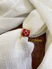 Precious Jadau Kundan Finger Ring-Red Geometric-J1512