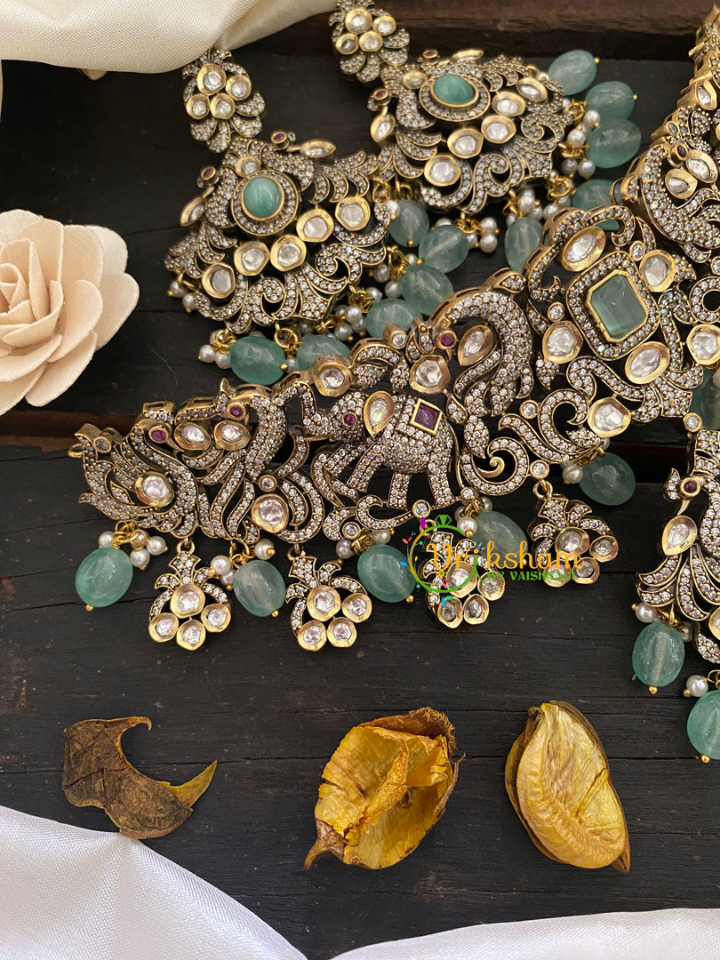 Pastel Green Victorian Diamond High Neck Choker-VV261