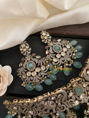 Pastel Green Victorian Diamond High Neck Choker-VV261