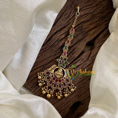 Premium AD Stone Lakshmi Maang Tikka -Gold Bead-G10585