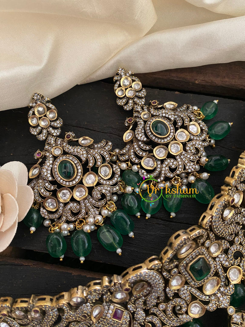 Green Victorian Diamond High Neck Choker-VV260