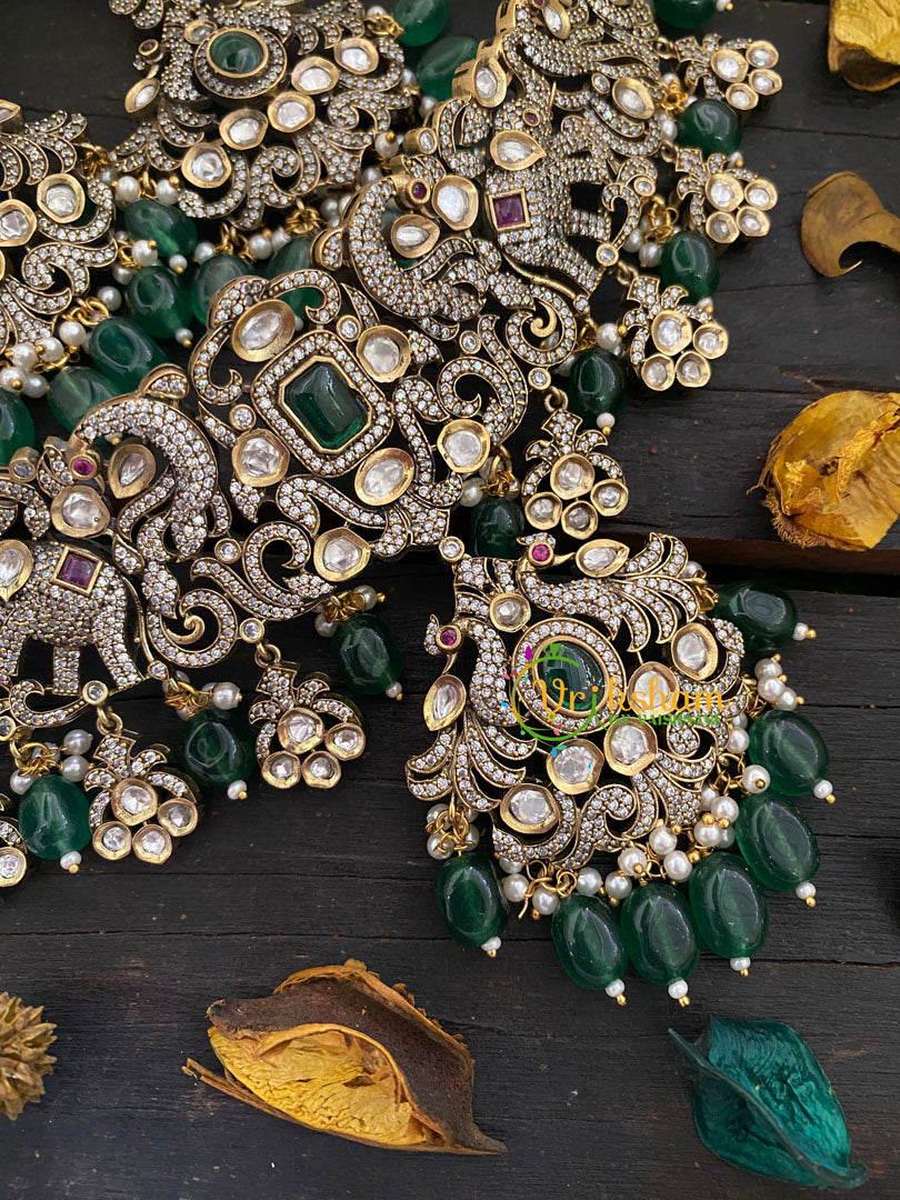 Green Victorian Diamond High Neck Choker-VV260