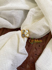 Precious Jadau Kundan Finger Ring-White 4 Petals-J1519