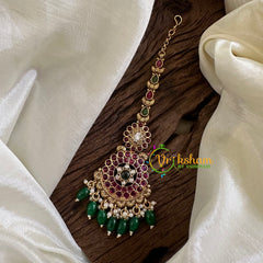 Premium AD Stone Maang Tikka -Green Bead-G10591