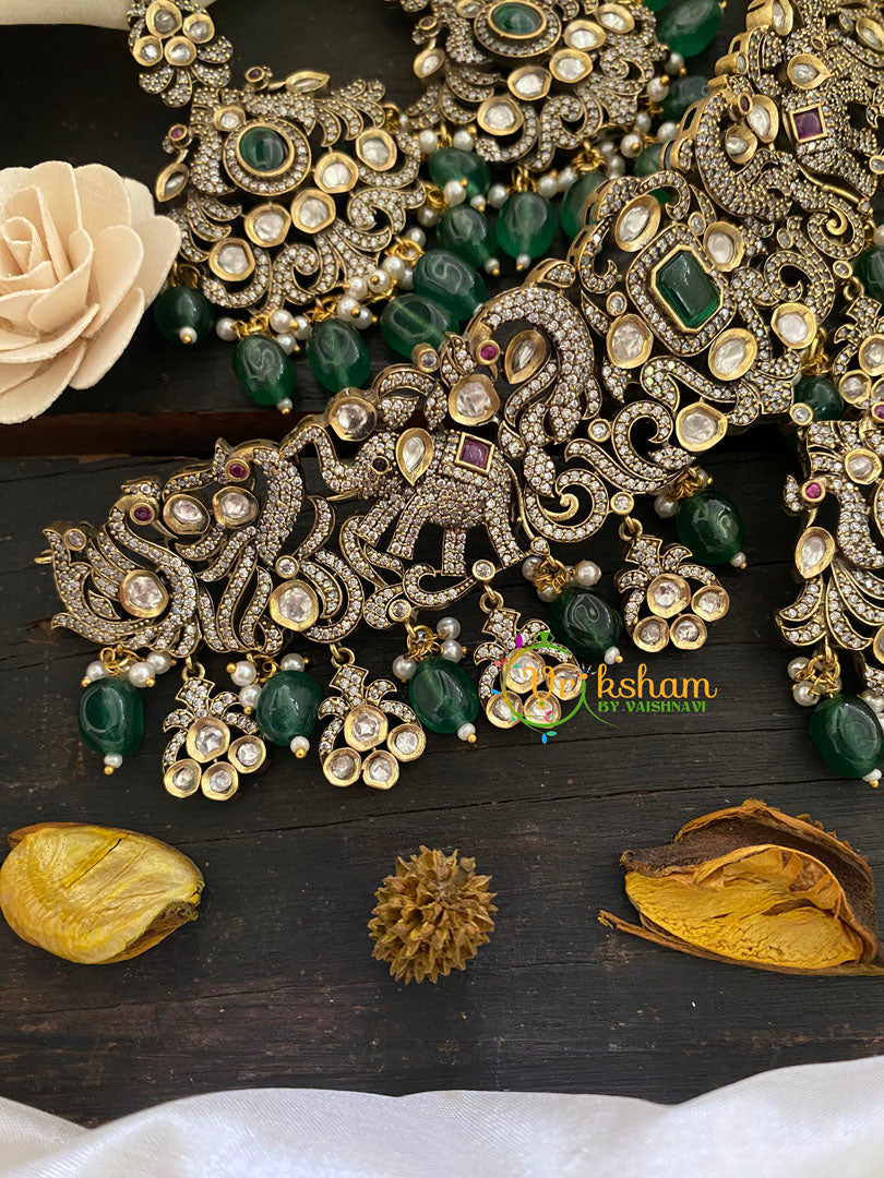 Green Victorian Diamond High Neck Choker-VV260