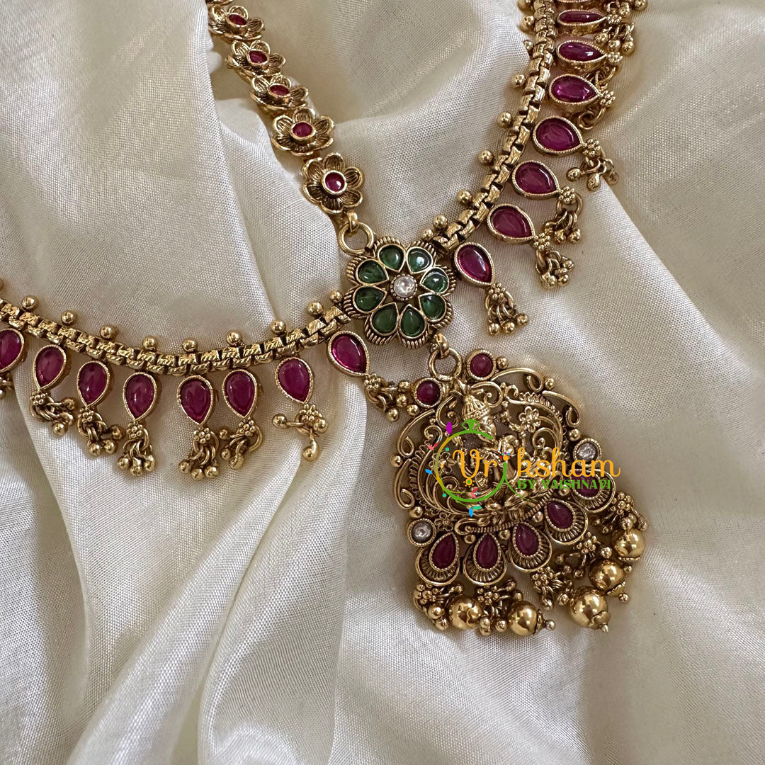 Traditional Lakshmi Kemp Maang Tikka-Double Side Tikka-Gold Beads-G10562