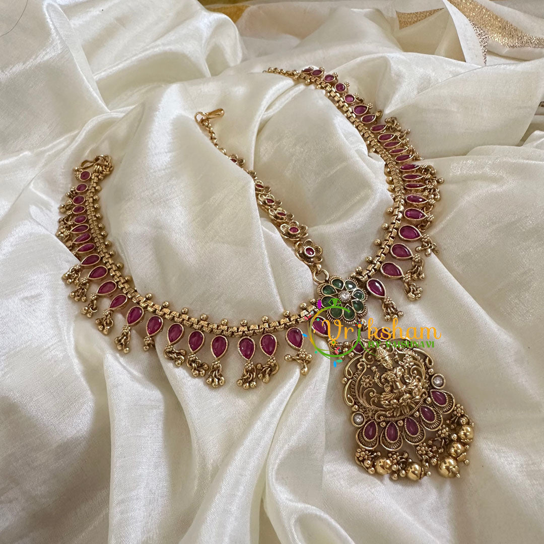 Traditional Lakshmi Kemp Maang Tikka-Double Side Tikka-Gold Beads-G10562