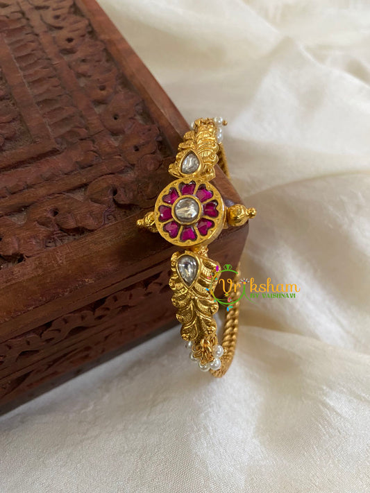 Precious Kundan Jadau Kada Bangle-Red White-J704