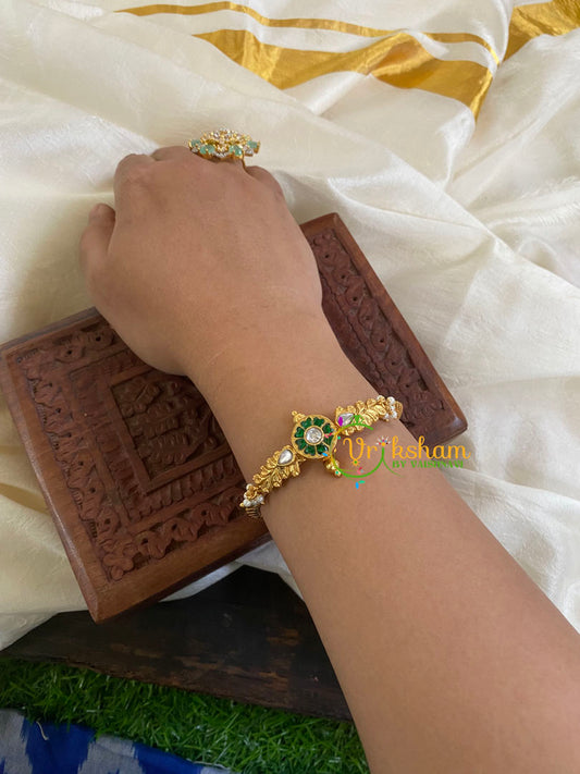 Precious Kundan Jadau Kada Bangle-Green White-J705