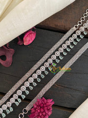 White tone American Diamond Hip Chain-Pastel Green-G3882