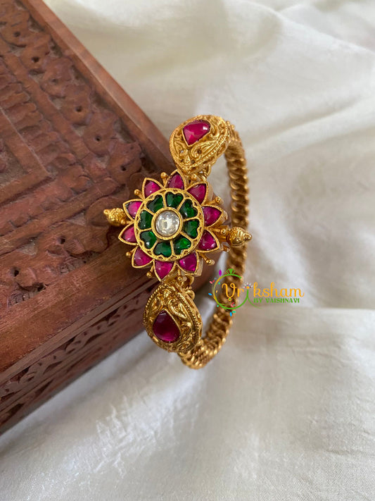 Precious Kundan Jadau Kada Bangle-Red Green White-J701