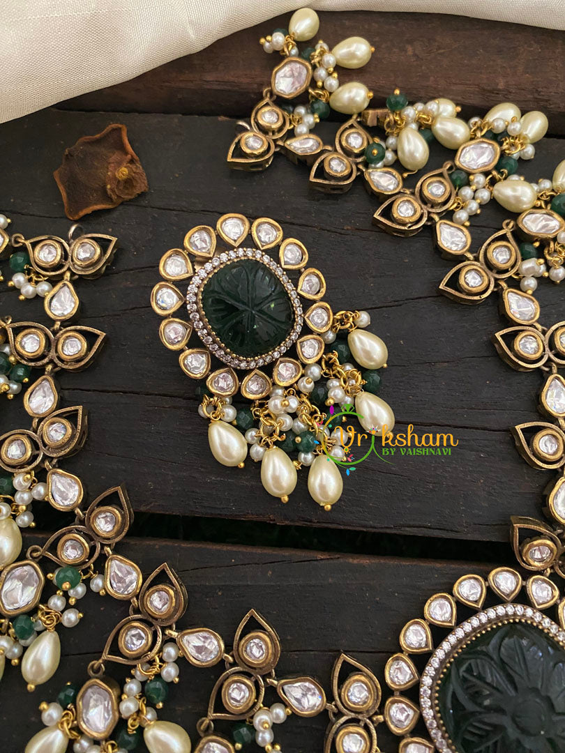 Green Victorian Diamond Short Neckpeice -VV226