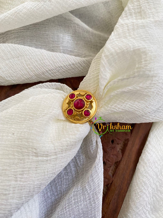 Precious Jadau Kundan Finger Ring-Red Chakra-J1545