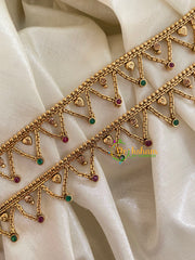 Elegant Gold Look Alike Thin Anklets-V Chain-Red Green-G3905
