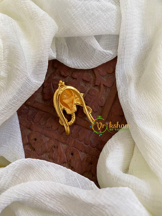 Antique Gold Look Alike Vangi Ring-Red Ganesh -G100