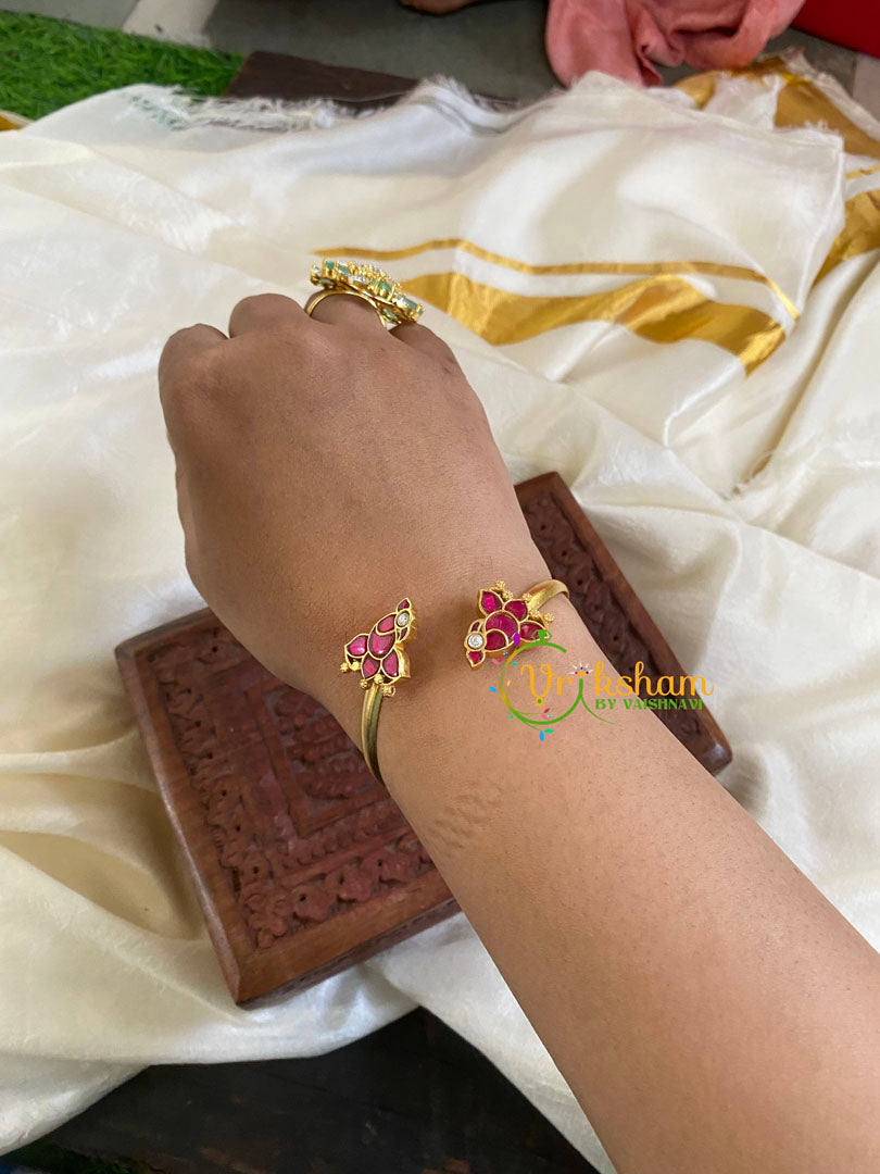 Bird Precious Kundan Jadau Kada Bangle-Red-J696