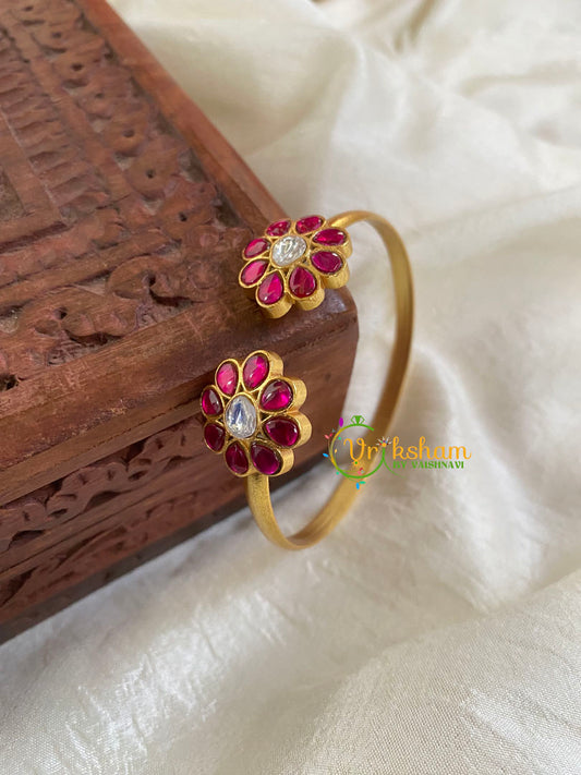 Precious Kundan Jadau Kada Bangle-Red White-J695