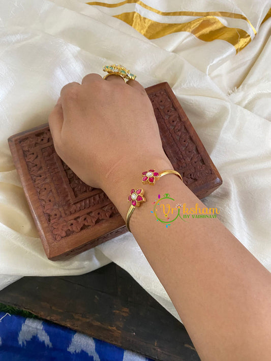 Precious Kundan Jadau Kada Bangle-Red-J693