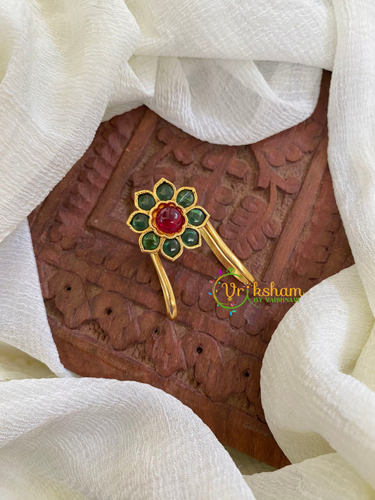 Antique Gold Look Alike Vangi Ring-Green Red Floral-G200