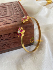 Precious Kundan Jadau Kada Bangle-Red-J693