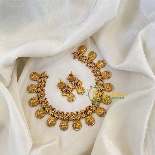 Lakshmi Coin Choker Short Neckpiece-G6350