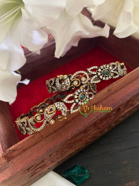 Victorian Diamond Bangles-Green White-VV913