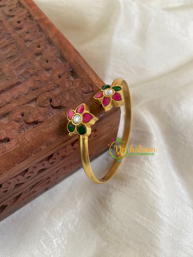 Precious Kundan Jadau Kada Bangle-Red Green-J692